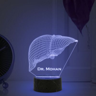 Personalized Led Lamp 3D Illusion Liver Night Light Gift for Hepatologists Doctor
